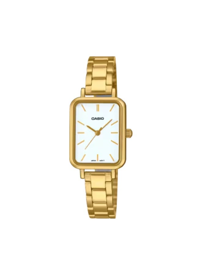 CASIO LTP-V009G-7EUDF Women’s Analog Watch, Gold-Tone Stainless Steel Bracelet, Light Dial, Water Resistant, Simple 3-Hand Dress Watch